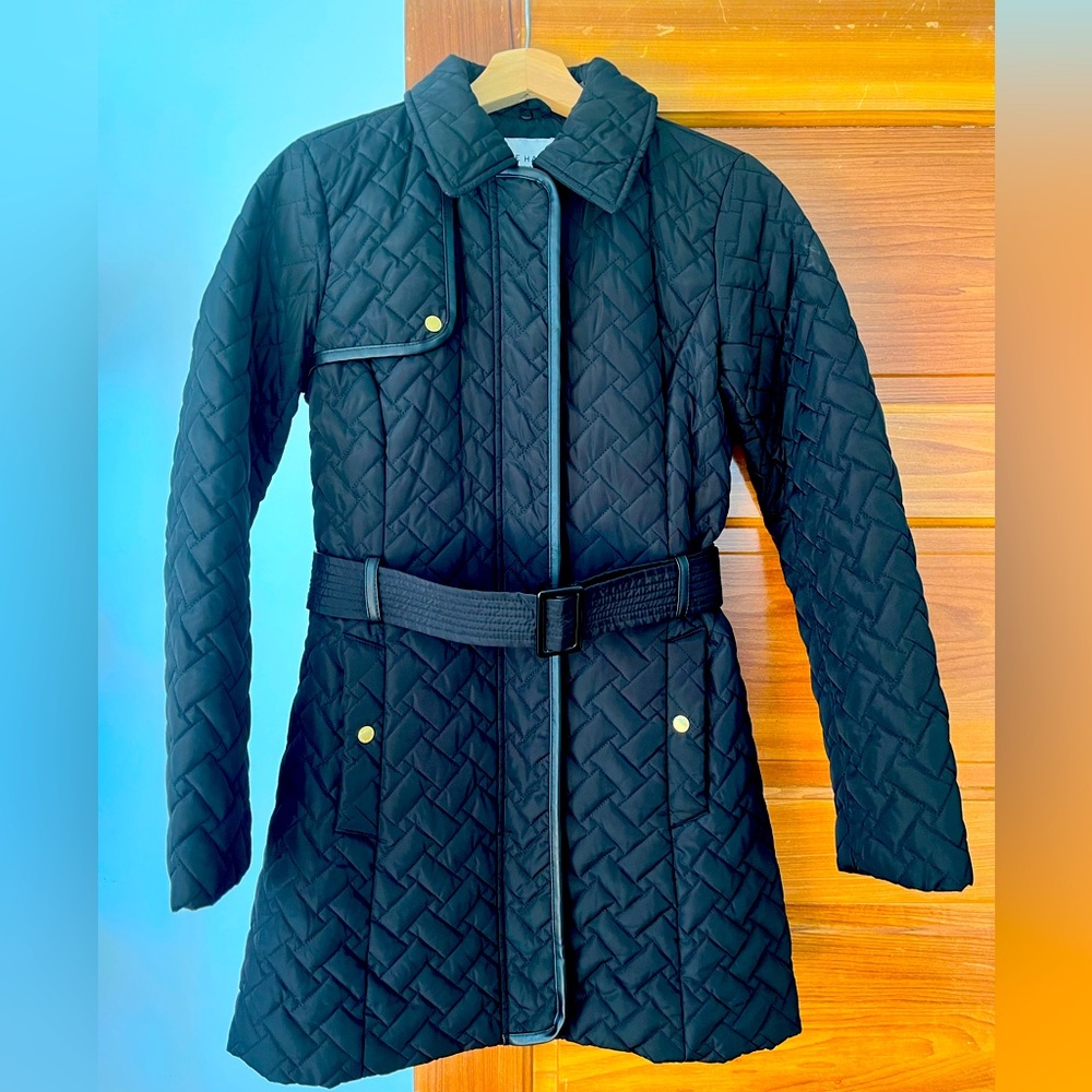 Like new Cole Haan black quilted trench